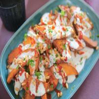 Roasted Sweet Potato Wedges with Cilantro Yogurt_image