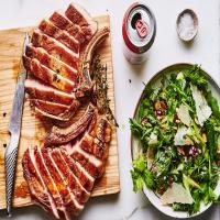 Pork Chops with Celery and Almond Salad image