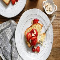 Toasted-Almond Poundcake With Strawberry-Rhubarb Compote image