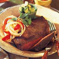 Cumin-Rubbed Rib-Eye Steaks with Two Salsas_image