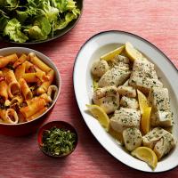 Olive-Oil-Poached Fish With Pasta image