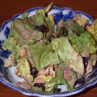 Lettuce, Raisin and Walnut Salad With Creamy Raspberry Dressing_image