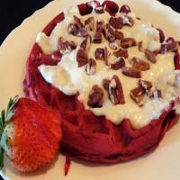 Red Velvet Waffles With Cream Cheese Glaze_image
