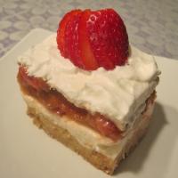 Strawberry-Rhubarb and Cream Bars image