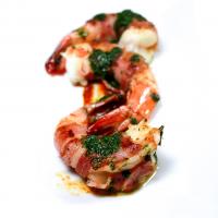 Pancetta Wrapped Shrimp with Chipotle Vinaigrette and Cilantro Oil image