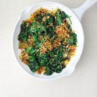 Spinach with chilli & lemon crumbs image