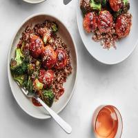 Sheet-Pan Chicken Meatballs and Charred Broccoli image