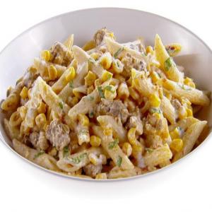 Penne with Corn and Spicy Sausage image