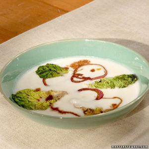 Cauliflower Soup with Balsamic Onions and Wilted Lettuce_image