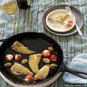 Pan-Fried Olives and Chiles Stuffed with Goat Cheese_image