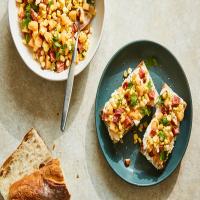 Ricotta Toasts With Melon, Corn and Salami image