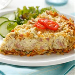 Artichoke and Ham Quiche with Cheesy Hashbrown Crust_image