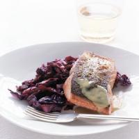 Crisp Salmon with Braised Red Cabbage and Mustard Sauce image