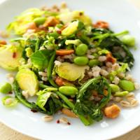 Barley with Brussels Sprouts, Spinach, and Edamame_image