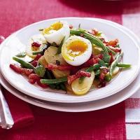 Warm potato & green bean salad with a soft egg image