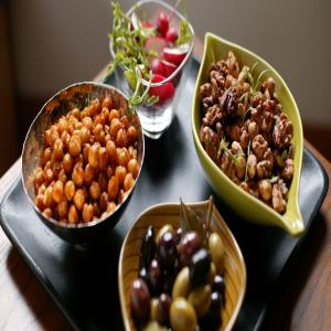 Fried Chickpeas and Spiced Nuts with Olives and Radishes_image