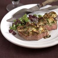 Grilled steak topped with ceps image