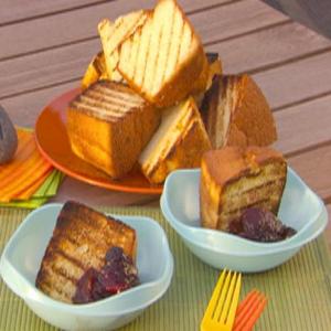 Grilled Sponge Cake with Peach and Cherry Compote image