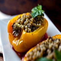 Stuffed Yellow Peppers With Israeli Couscous and Pesto_image