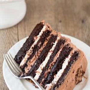 Six-Layer Chocolate Cake with Toasted Marshmallow Filling & Malted Chocolate Frosting_image