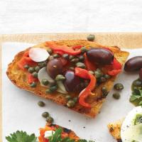 Roasted Red Pepper, Olive, and Caper Bruschetta image