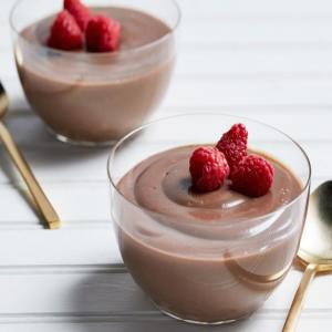 Milk Chocolate Pudding with Raspberries image