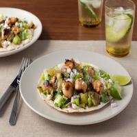 Grilled Chicken Tostadas al Carbon with Grilled Tomatillos and Queso Fresco_image
