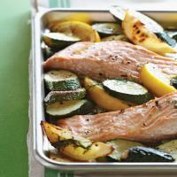 Roasted Salmon with Zucchini, Lemon, and Dill image