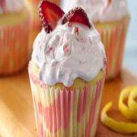 Lemon Cupcakes with Strawberry Frosting image