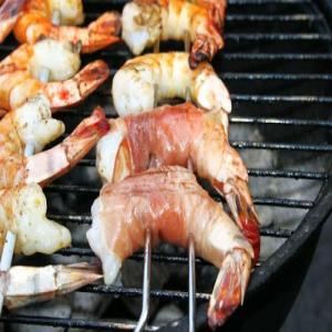 Smoked Prosciutto-Wrapped Shrimp on Stir-Fried Napa Cabbage & Sauerkraut_image
