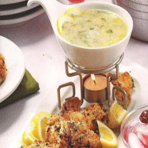Piccata Fondue with Panko crusted chicken dippers image