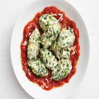 Spinach-Ricotta Dumplings with Garlic Tomato Sauce image