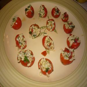Stuffed Cherry Tomatoes With Minted Barley Cucumber Salad image