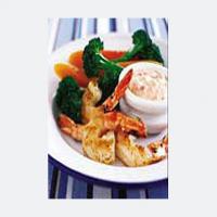 Shrimp with Mayonesa Garlic and Roasted Red Pepper Dipping Sauce_image