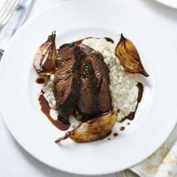 Beer-braised beef cheek, pearl barley risotto, malted onions & ale sauce image