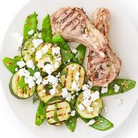 Lamb chops with griddled courgette & feta salad image