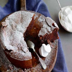 Cracked Chocolate Earth with Whipped Cream (Flourless Chocolate Cake) image
