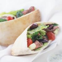 Lamb Souvlaki Sandwiches with Greek Salad and Tsatsiki Sauce_image