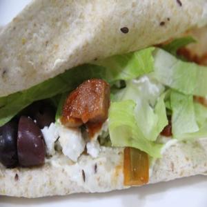 Pita Bread With Chorizo, Vegetables and Feta image