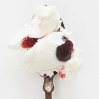 Goat Cheese Ice Cream with Roasted Red Cherries image