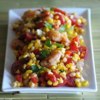 Fresh Corn Salad With Spicy Shrimp and Tomatoes_image
