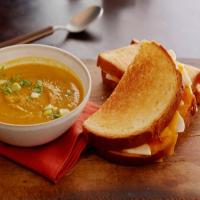 Curried Squash Soup with Apple and Cheddar Melts image