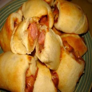 Cheesy Chili dog wrapped in crescent roll image