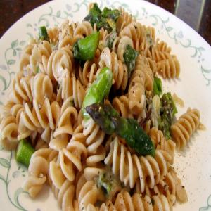 Fusilli With Spinach, Asparagus, and Asiago Cheese image