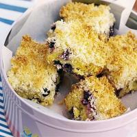 Blueberry lemon cake with coconut crumble topping image
