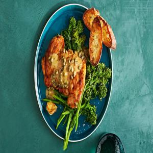 Chicken-Thigh Piccata with Broccoli Rabe_image