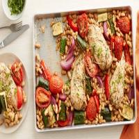 Tuscan Chicken Breasts and Vegetables Sheet-Pan Dinner image