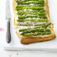 Herby asparagus & bacon tart image
