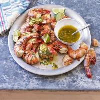 Barbecued prawns with chilli, lime & coriander butter image