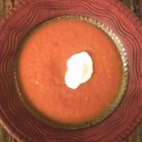 Tangy Pumpkin Soup with Green Chili Swirl image